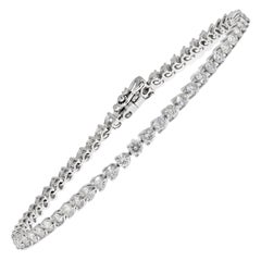 Bracelet tennis en forme de boule en or blanc 18 carats avec diamants de 3 carats au total, style chaîne