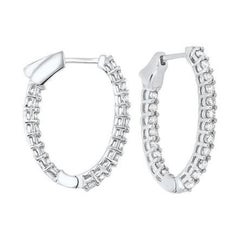 Aros redondos con diamantes de 3 quilates de peso total dentro-fuera en oro blanco de 14 quilates