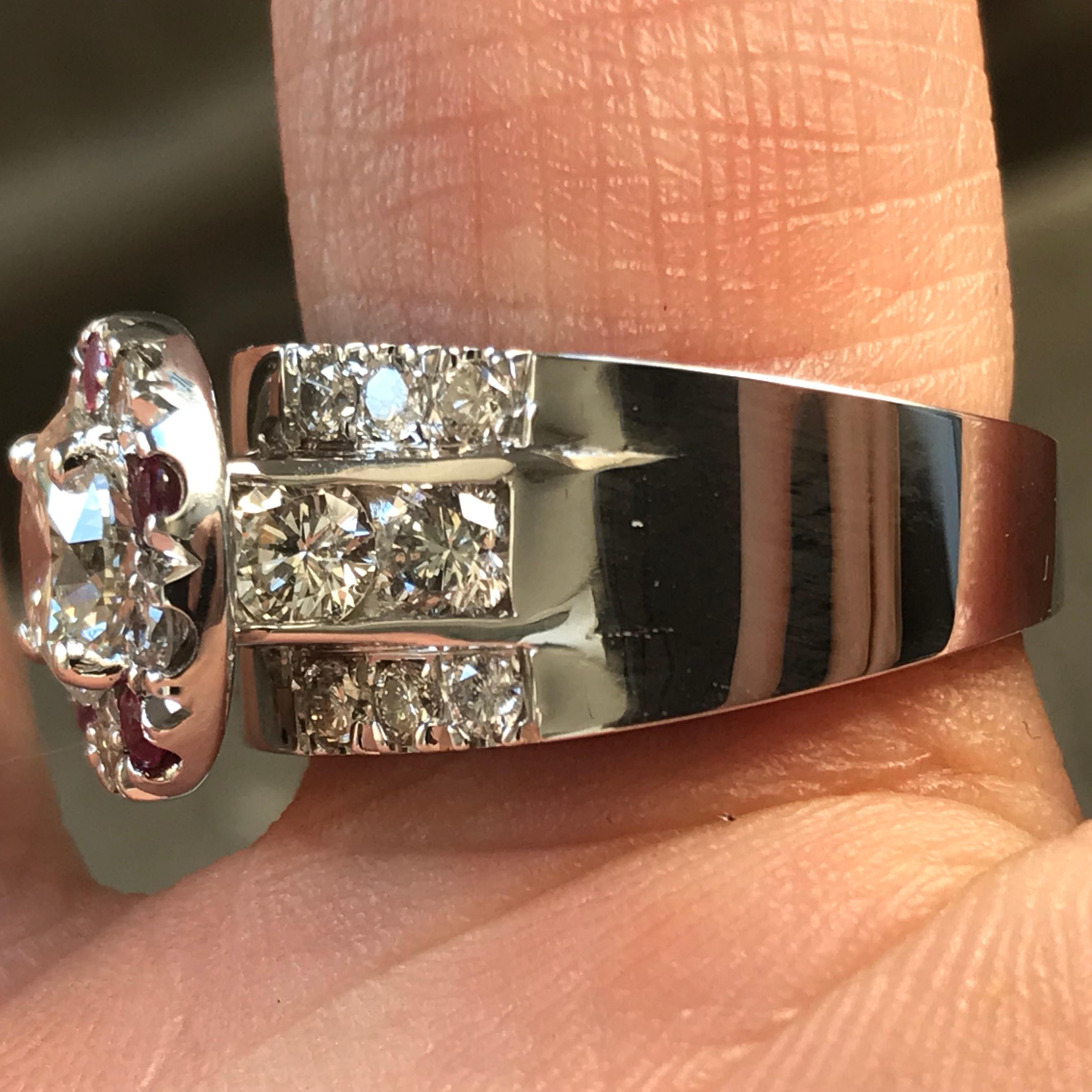 3 Karat TW Diamant und Rubin Ring, Ben Dannie (Rundschliff) im Angebot