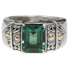 3 Carat Vintage Zambian Emerald Engagement Ring, Art Deco Emerald Cocktail Ring