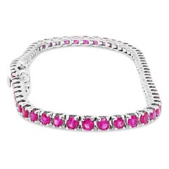 3 Carat Vivid Red Pigeon Blood Ruby Classical Tennis Bracelet 18K