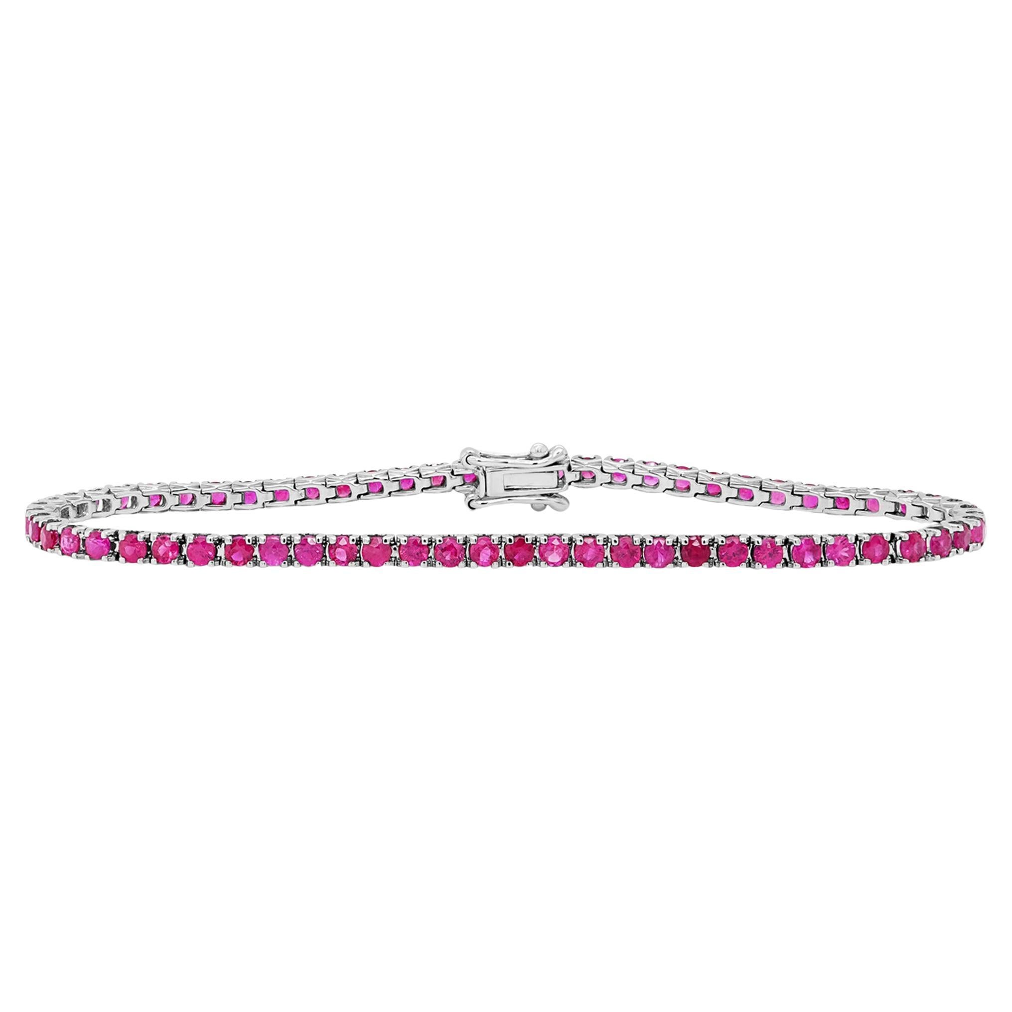 3 carati di rubino rosso vivo sangue di piccione Bracciale tennis classico 18 carati