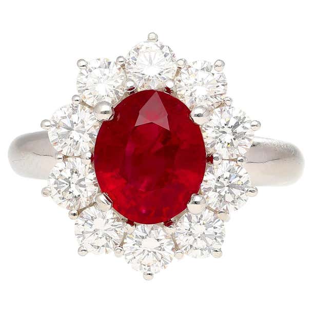 3 Carat Vivid Red Pigeons Blood Burma Ruby Ring with Diamonds in ...