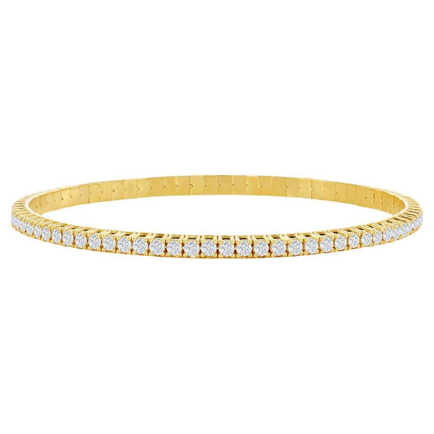 3 Carat Yellow Gold Stretch Bangle For Sale