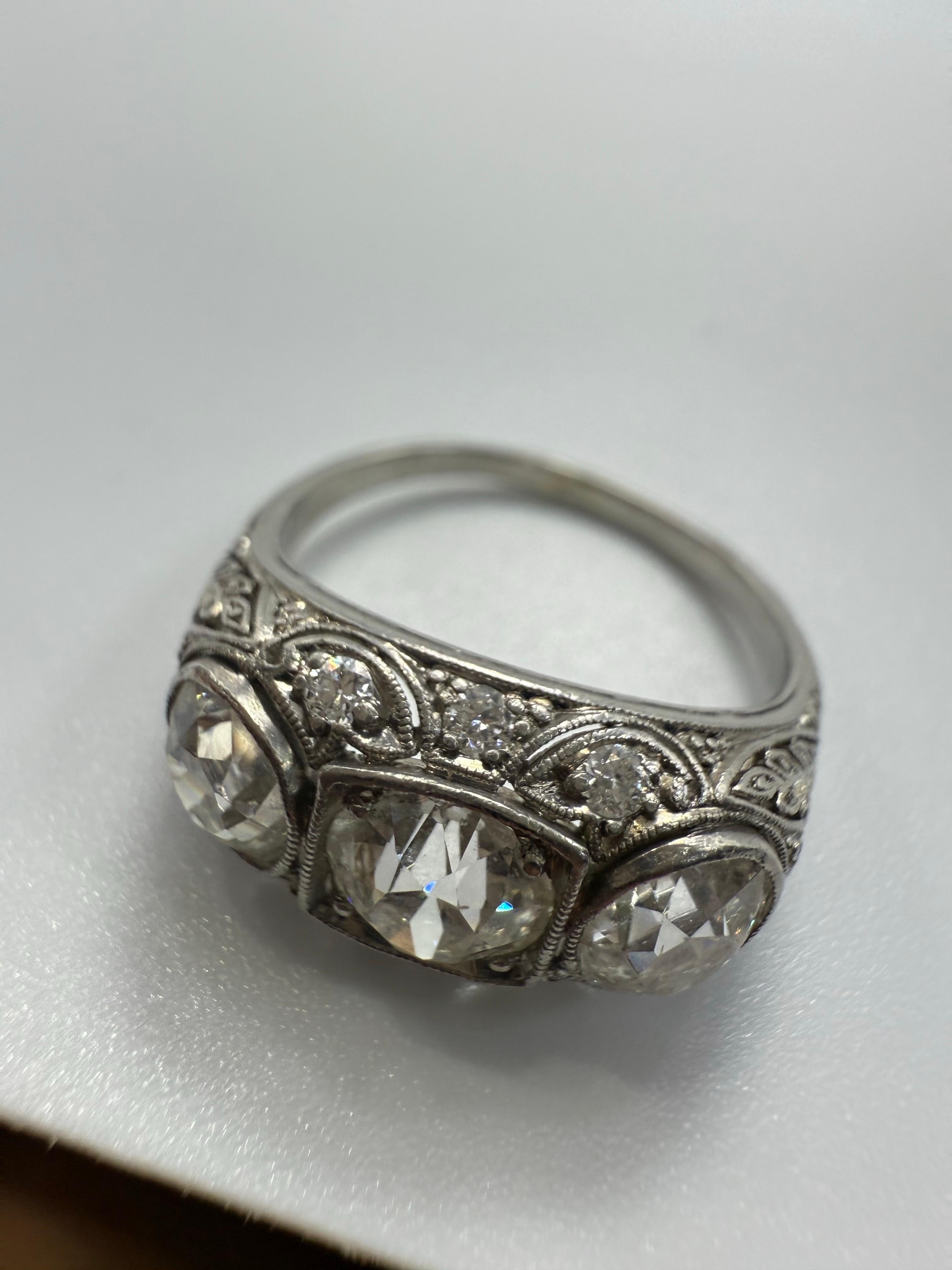 3 carats Bague diamant antique en platine année inconnue Neuf - En vente à Boca Raton, FL