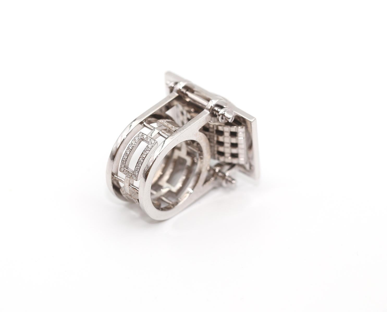 3 Carats Diamonds 18K White Gold Geometry Ring, 2000 For Sale 3