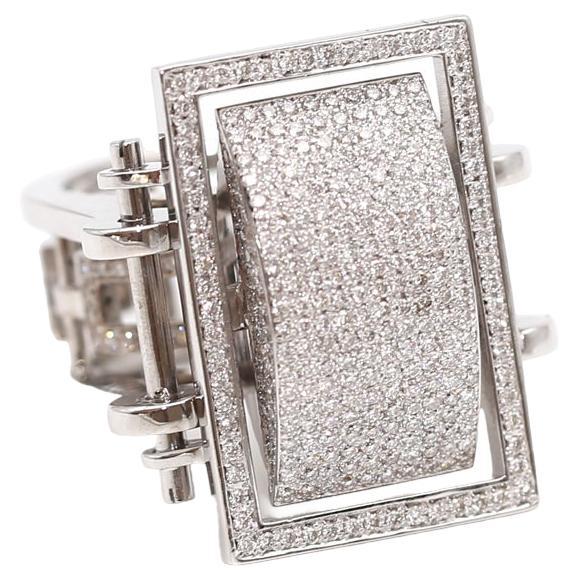 3 Carats Diamonds 18K White Gold Geometry Ring, 2000