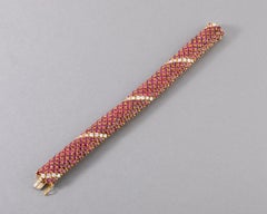3 Carats Diamonds and 23 Carats Rubies Vintage Bracelet