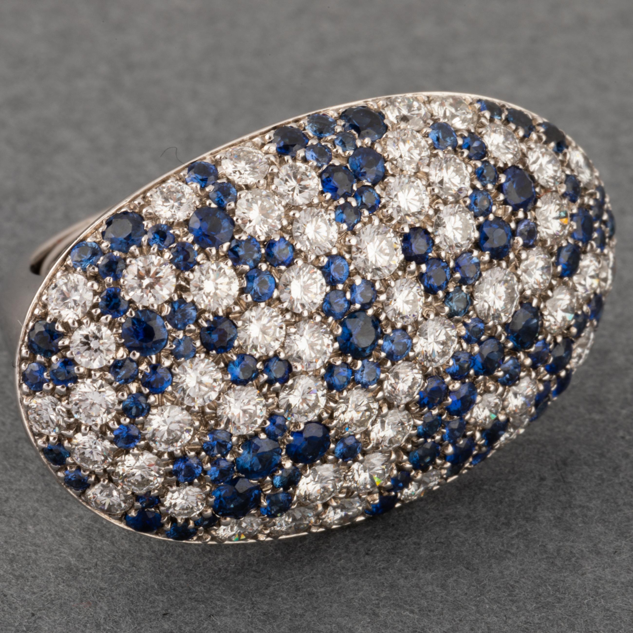 3 Carats Diamonds and 2.50 Carats Sapphires Vintage Ring For Sale 1