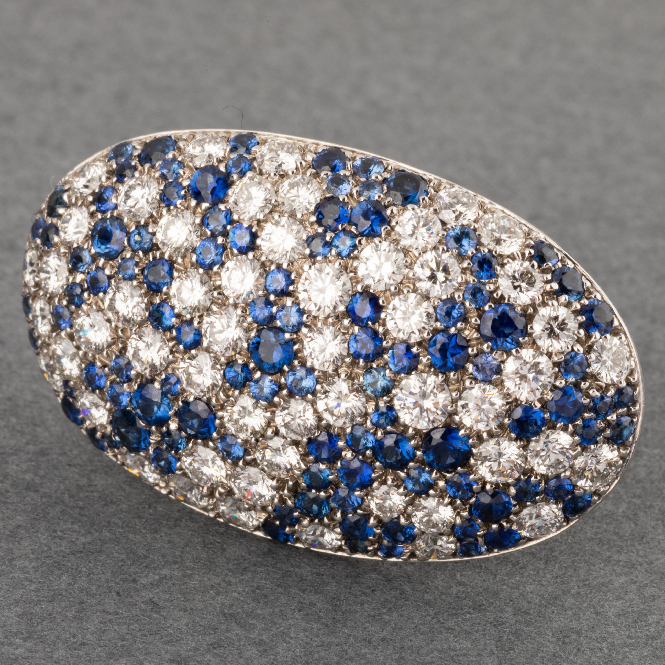 3 Carats Diamonds and 2.50 Carats Sapphires Vintage Ring For Sale 2