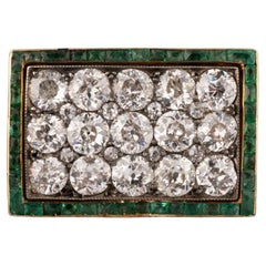 3 Carats Diamonds and Emeralds Antique Brooch