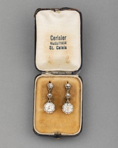 3 Carats Diamonds Antique Belle Epoque Earrings