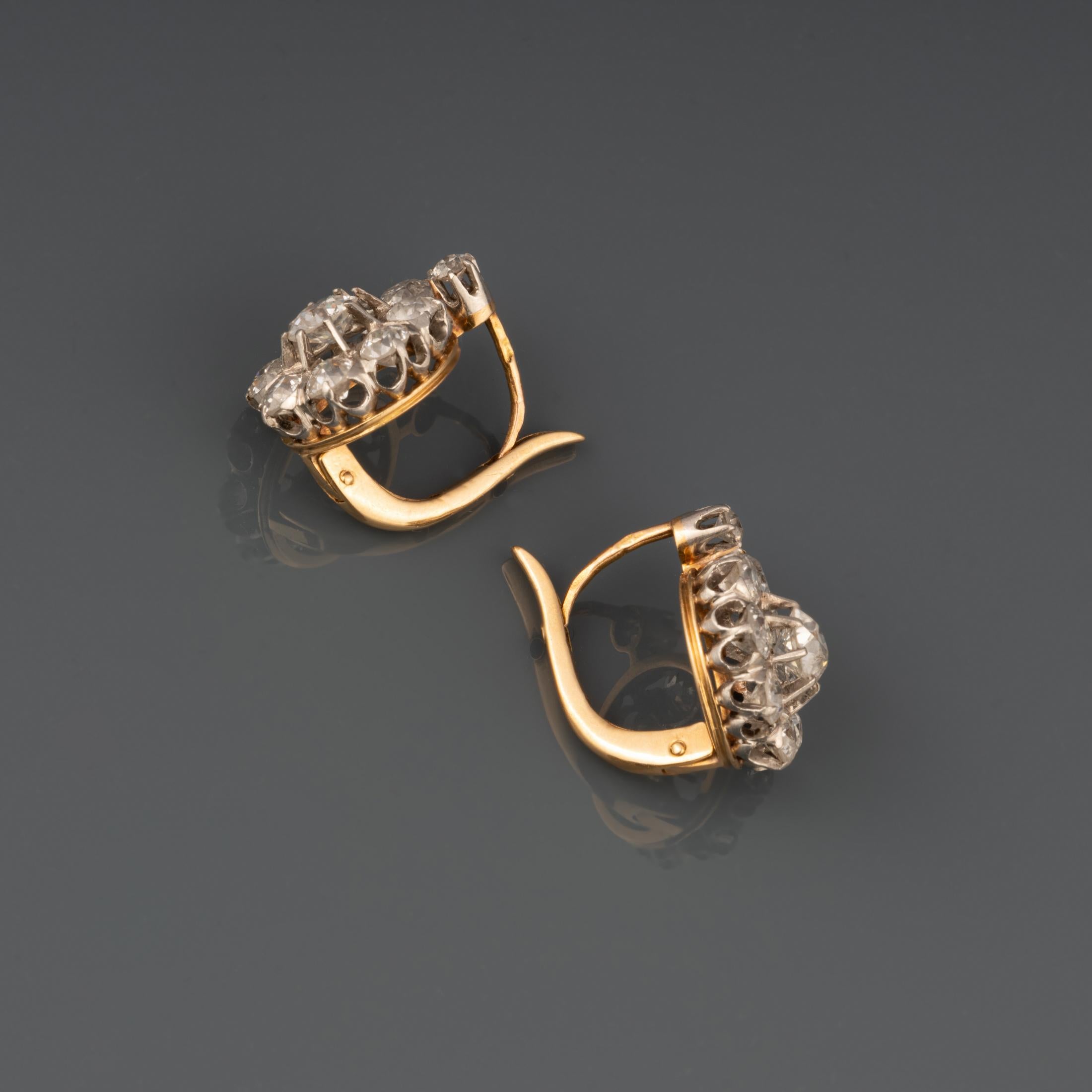 3 Carats Diamonds French Antique Earrings For Sale 3