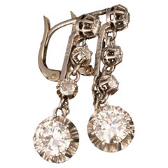 3 Carats Diamonds French Art Deco Earrings