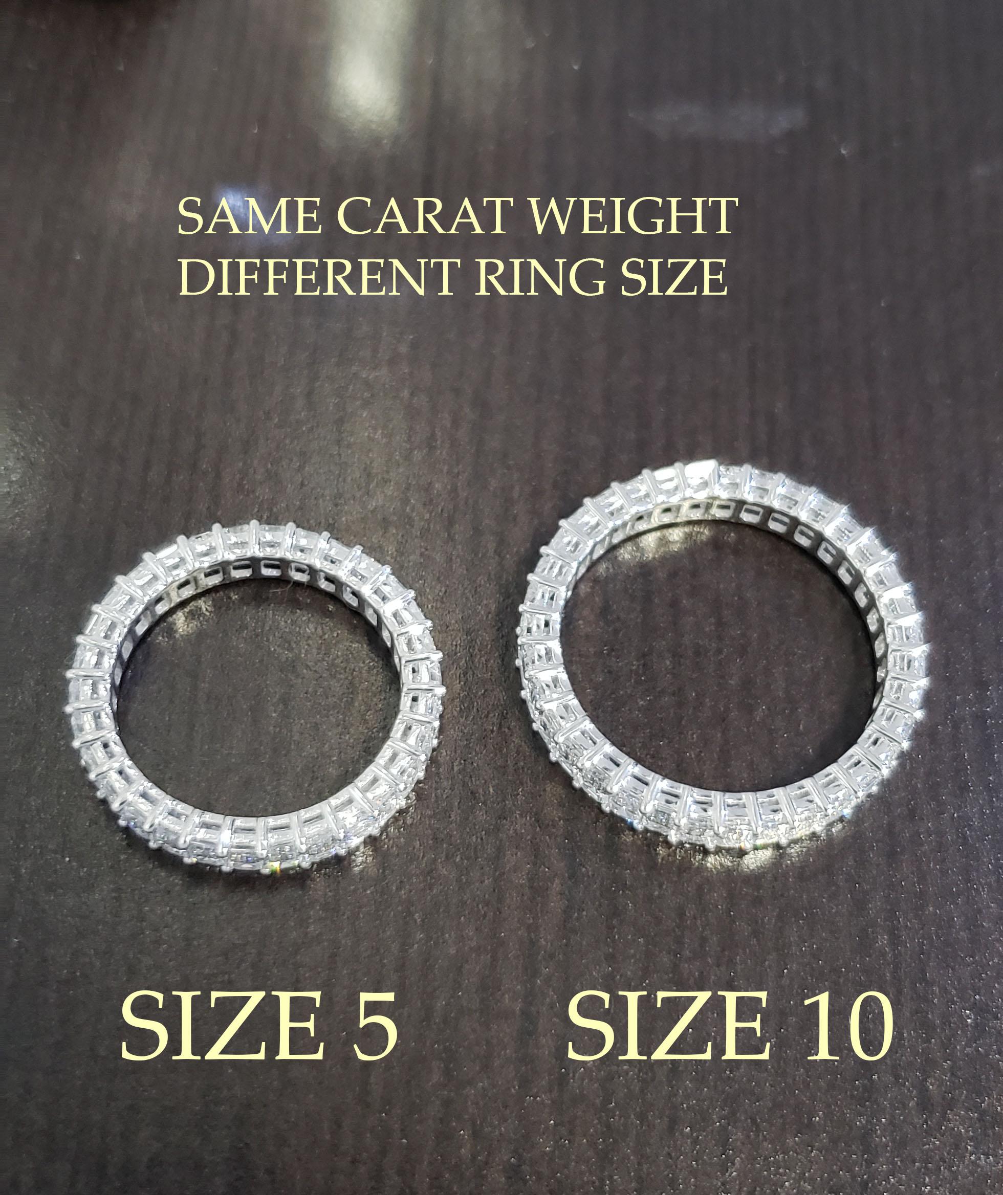 For Sale:  3 Carats Emerald Cut Eternity Band Shared Prong Design F-G Color VS1 Clarity 14k 7