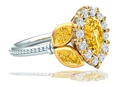 3 Carat Fancy Light Yellow Pear Shape Diamond Ring