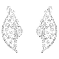 Pendientes de diamante blanco talla rosa natural de 3 quilates y diamante blanco redondo