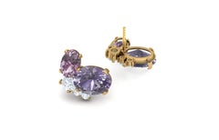 3 Carat Spinel and Diamond Cluster Yellow Gold Earrings