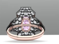 3 Carat Tourmaline and Diamond Rose Gold and Grey Silver Cocktail Ring