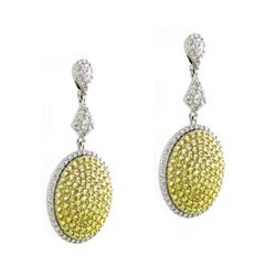 3 Carats Yellow and White Diamond Earrings