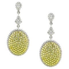 3 Carats Yellow and White Diamond Earrings