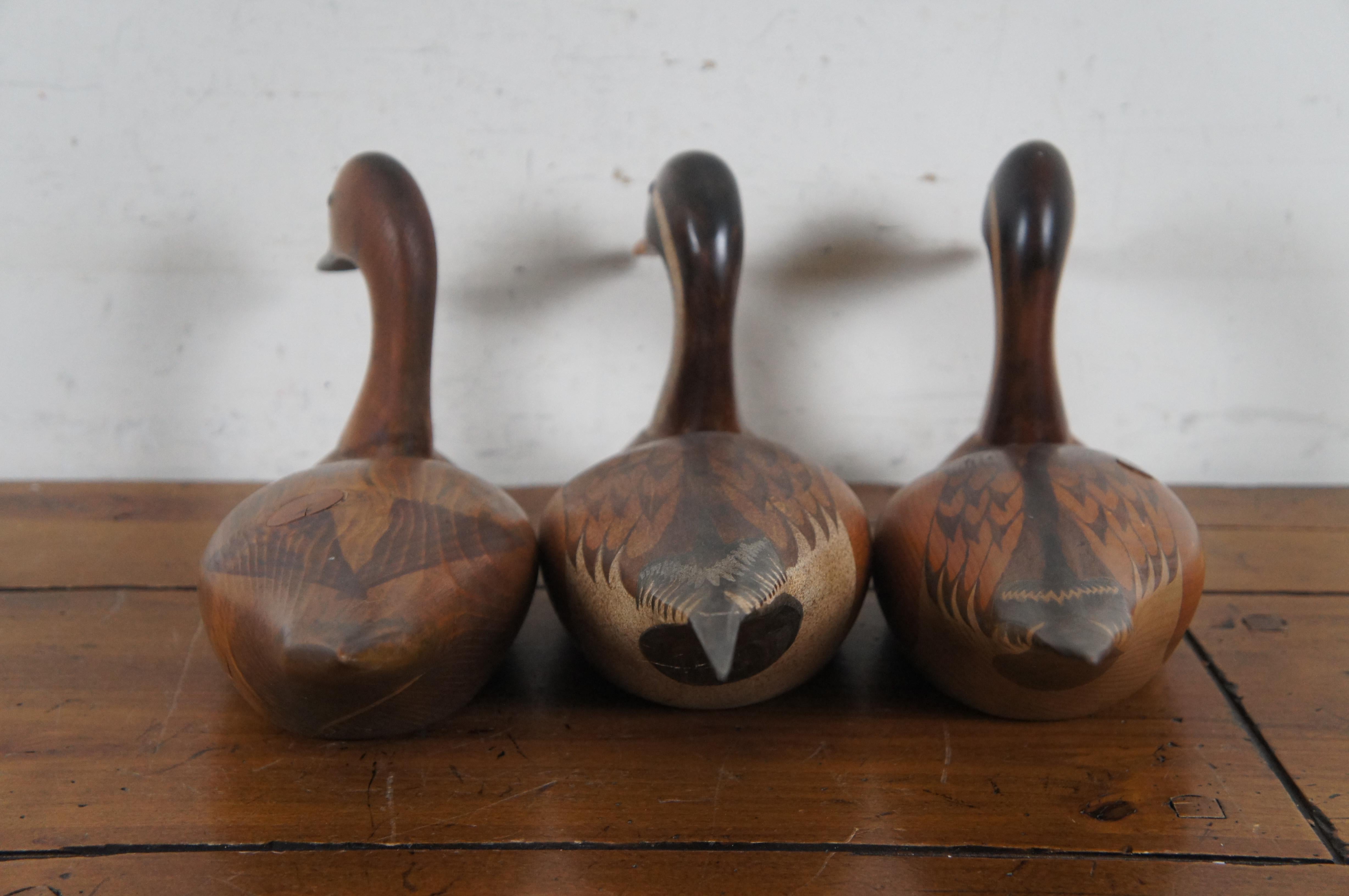 Late 20th Century 3 Carved Drake Duck Decoys Big Sky Carvers Craig Fellows DA Callaway 19