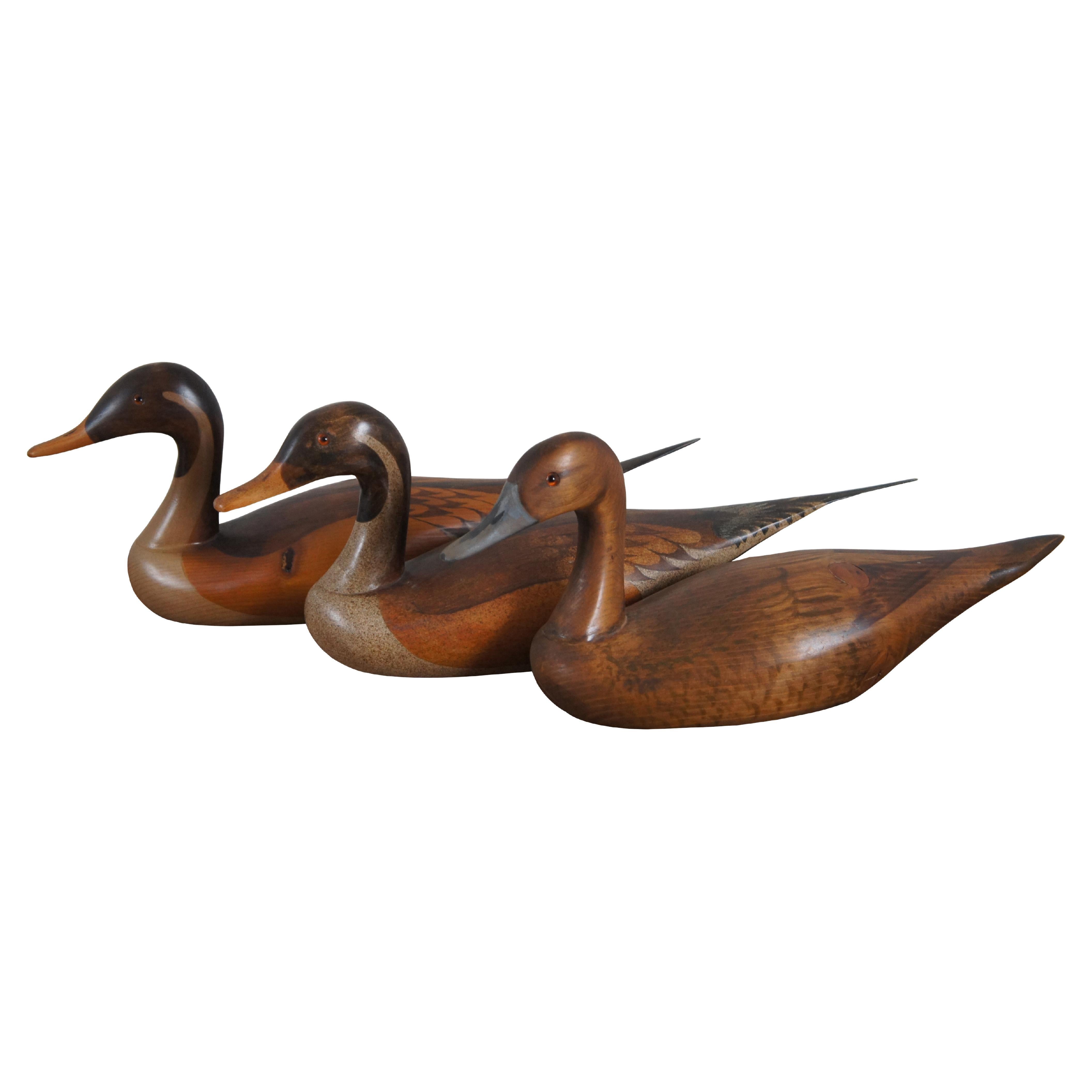 3 Carved Drake Duck Decoys Big Sky Carvers Craig Fellows DA Callaway 19" For Sale