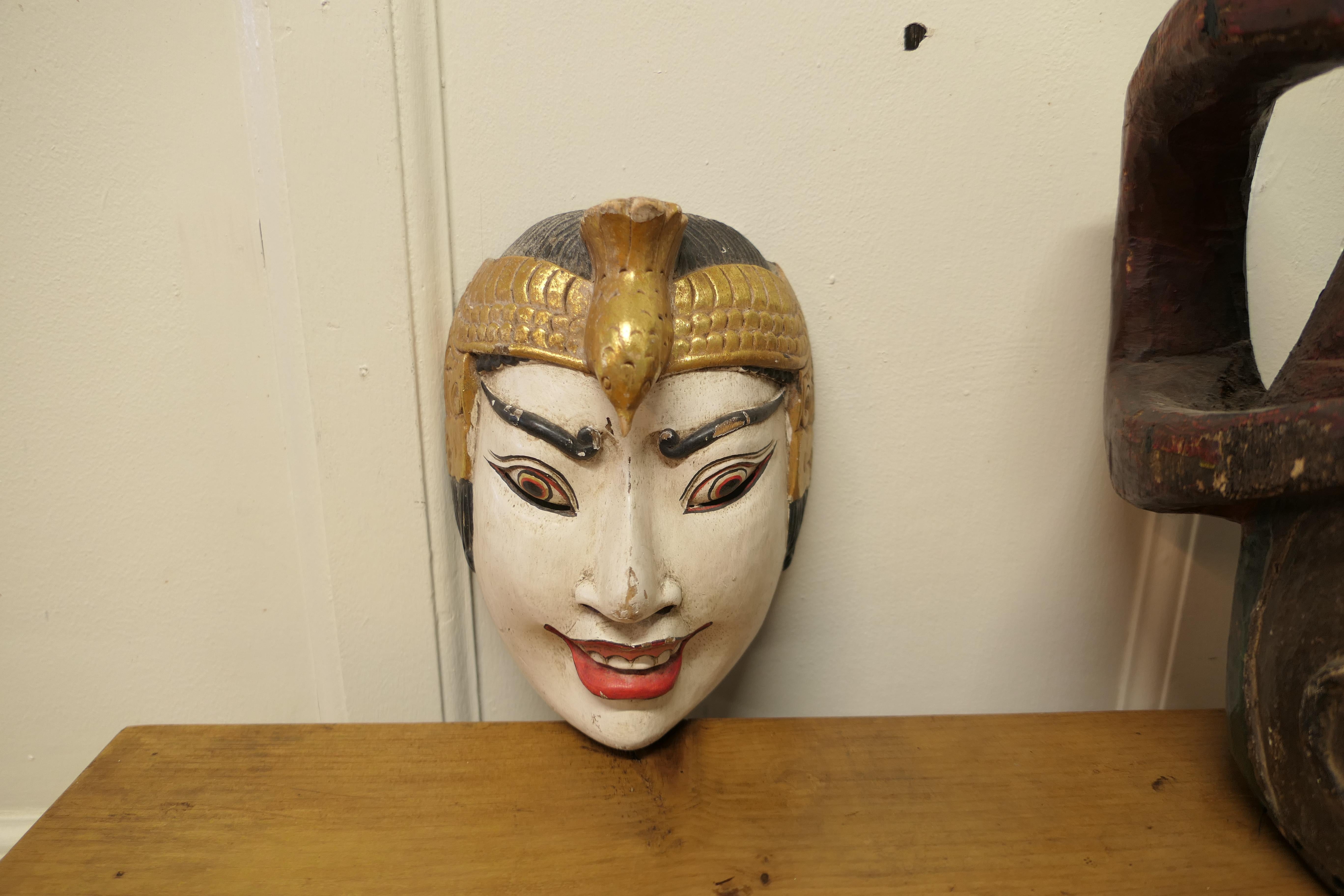 Folk Art 3 Carved Wooden Ceremonial Masks from Nigeria, Africa and Indonesia For Sale