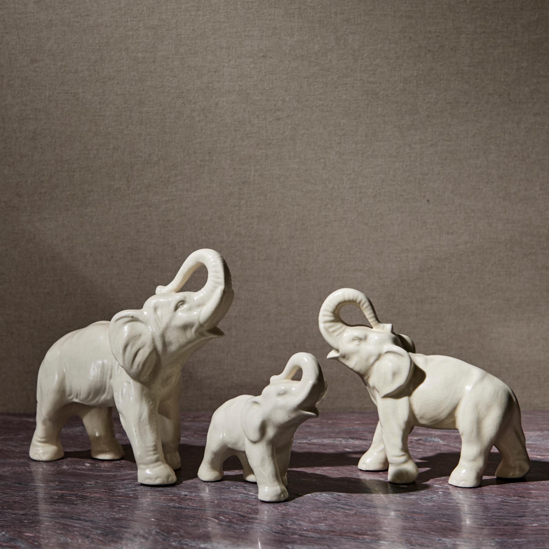 Swedish 3 Ceramic Elephants by Anna-Lisa Thomson For Sale