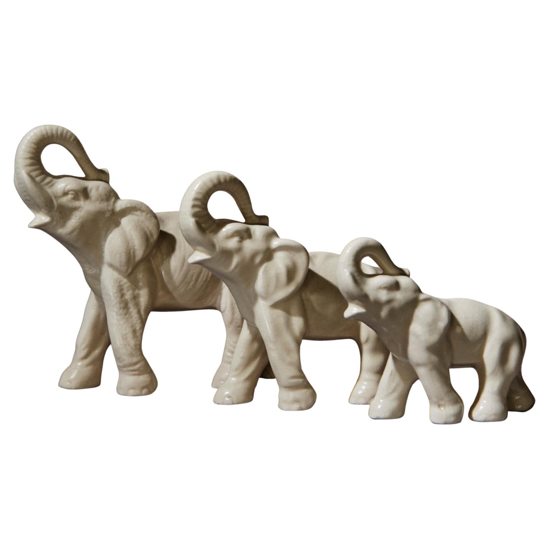 3 Ceramic Elephants by Anna-Lisa Thomson For Sale