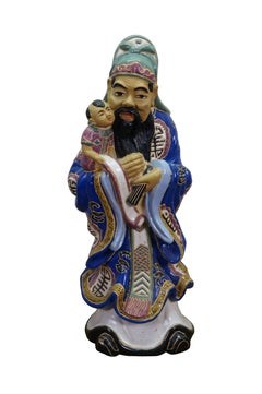 3 Ceramic Fu Lu Shou Star Gods Good Fortune Prosperity Longevity Statues 23"