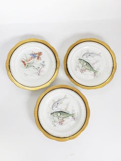 3 Ceramic Plates with Fish Decoration, France, 1970s