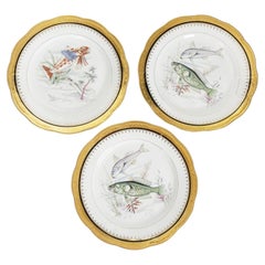 3 Ceramic Plates with Fish Decoration, France, 1970s