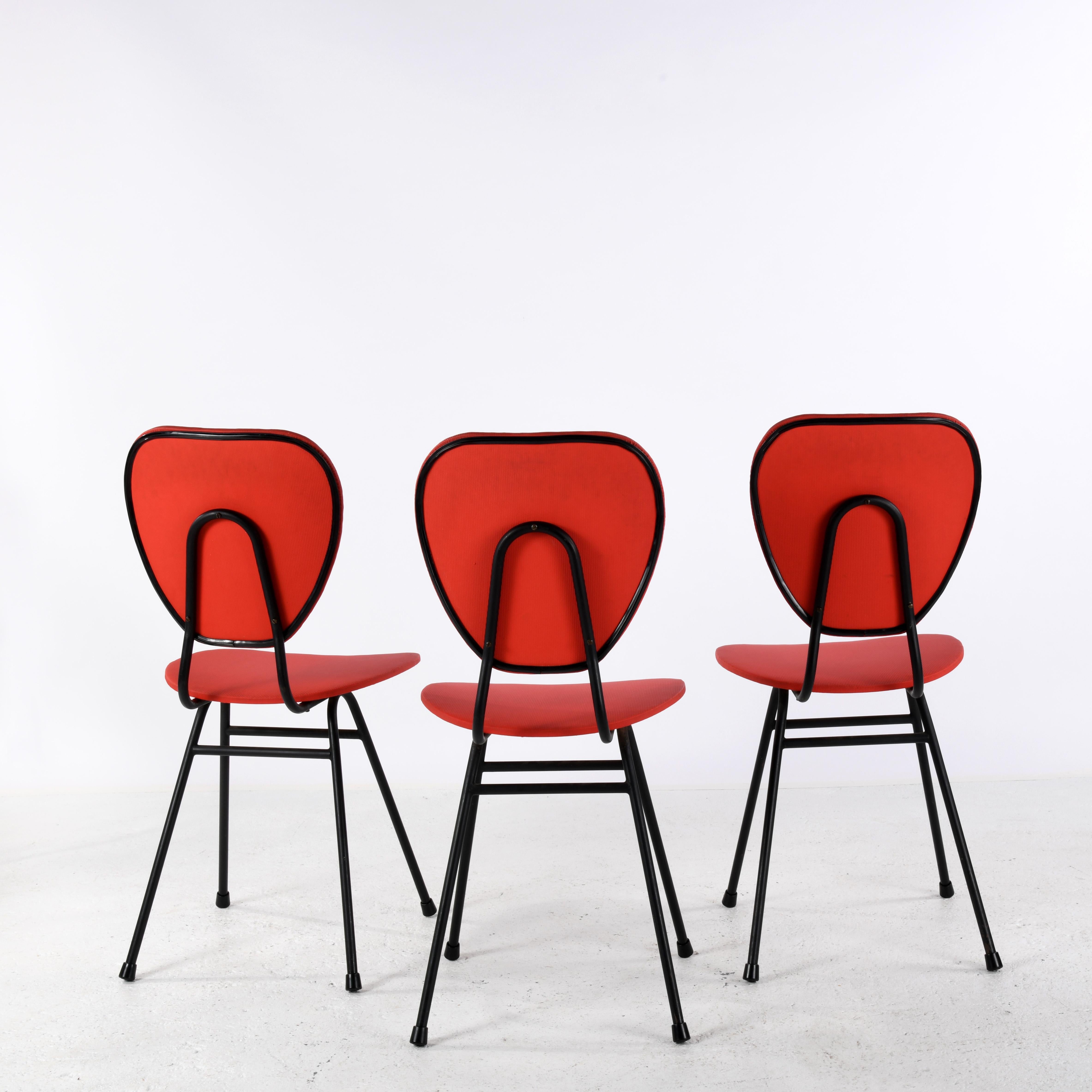 3 Stühle, entworfen von Jacques Hitier in den 1950er Jahren in Frankreich (Französisch) im Angebot