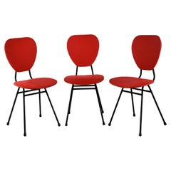 3 Stühle, entworfen von Jacques Hitier in den 1950er Jahren in Frankreich