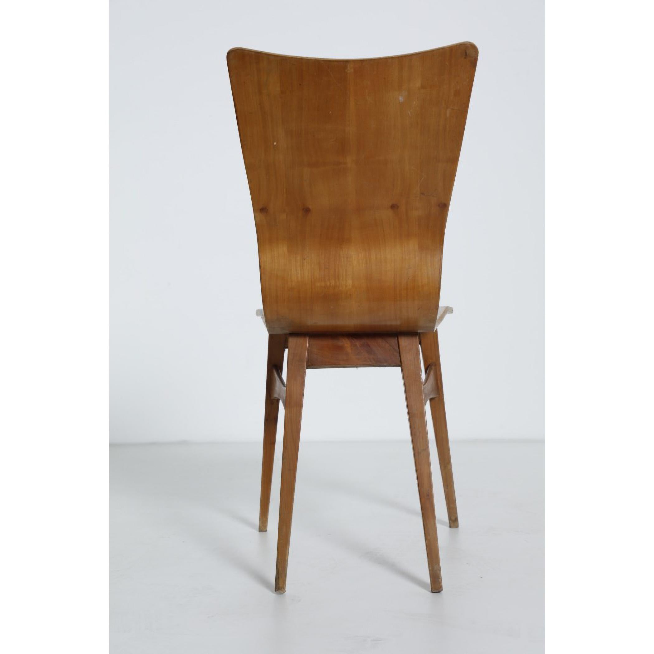 Italian 3 Chairs  in Curved Wood Fratelli Lippi Marked  Mid-Century Modern 