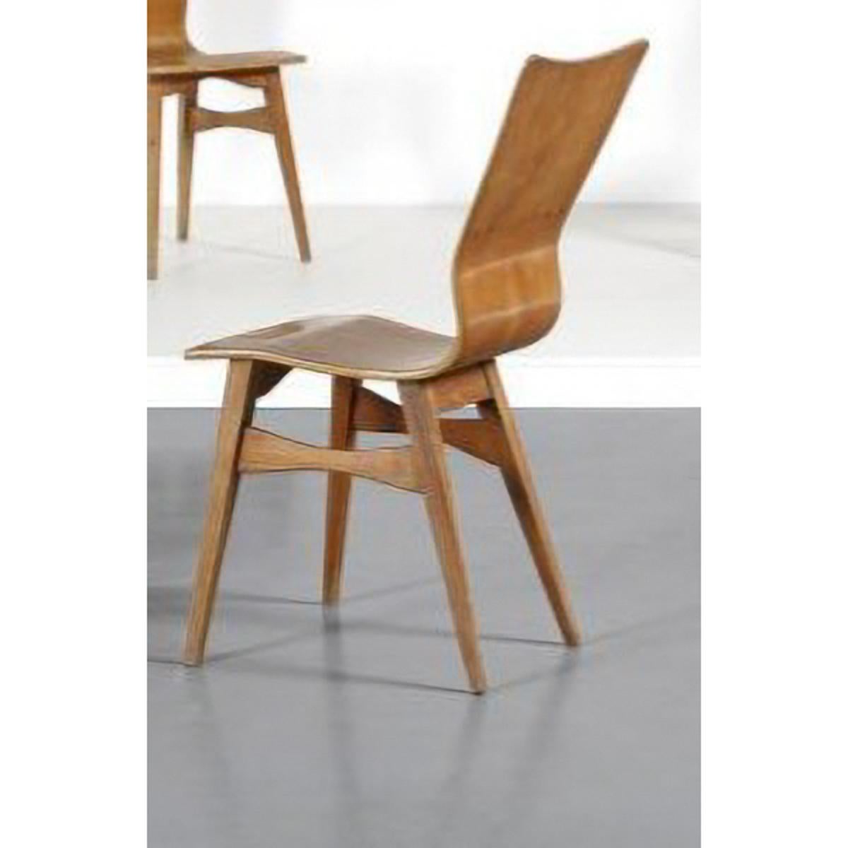 3 Chairs  in Curved Wood Fratelli Lippi Marked  Mid-Century Modern  In Good Condition In Lucca, IT