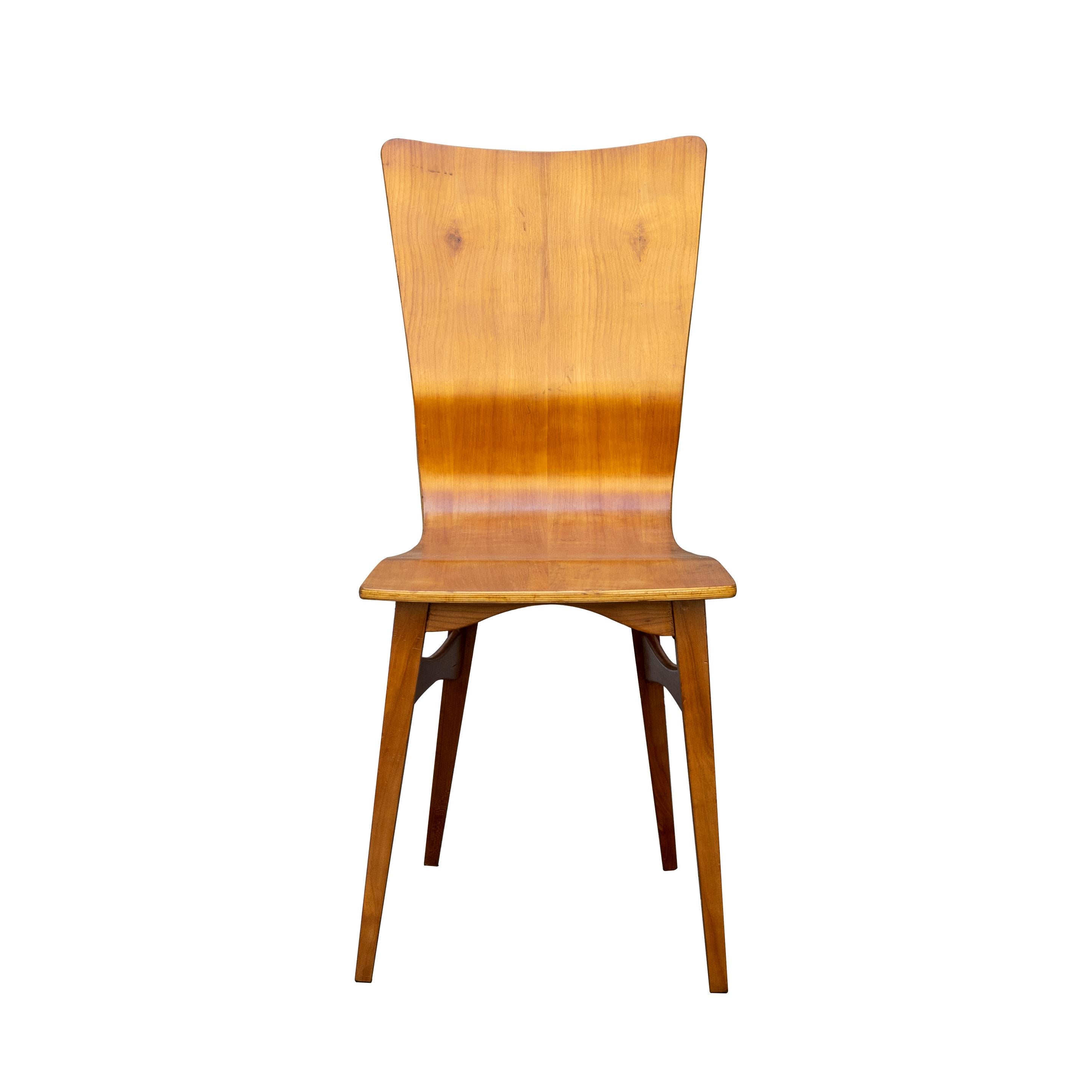 Mid-20th Century 3 Chairs  in Curved Wood Fratelli Lippi Marked  Mid-Century Modern 