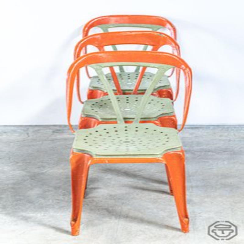 Ensemble de 3 chaises Bistrot Industrielle métal Multipl's / Joseph Mathieu 1930 im Angebot 2