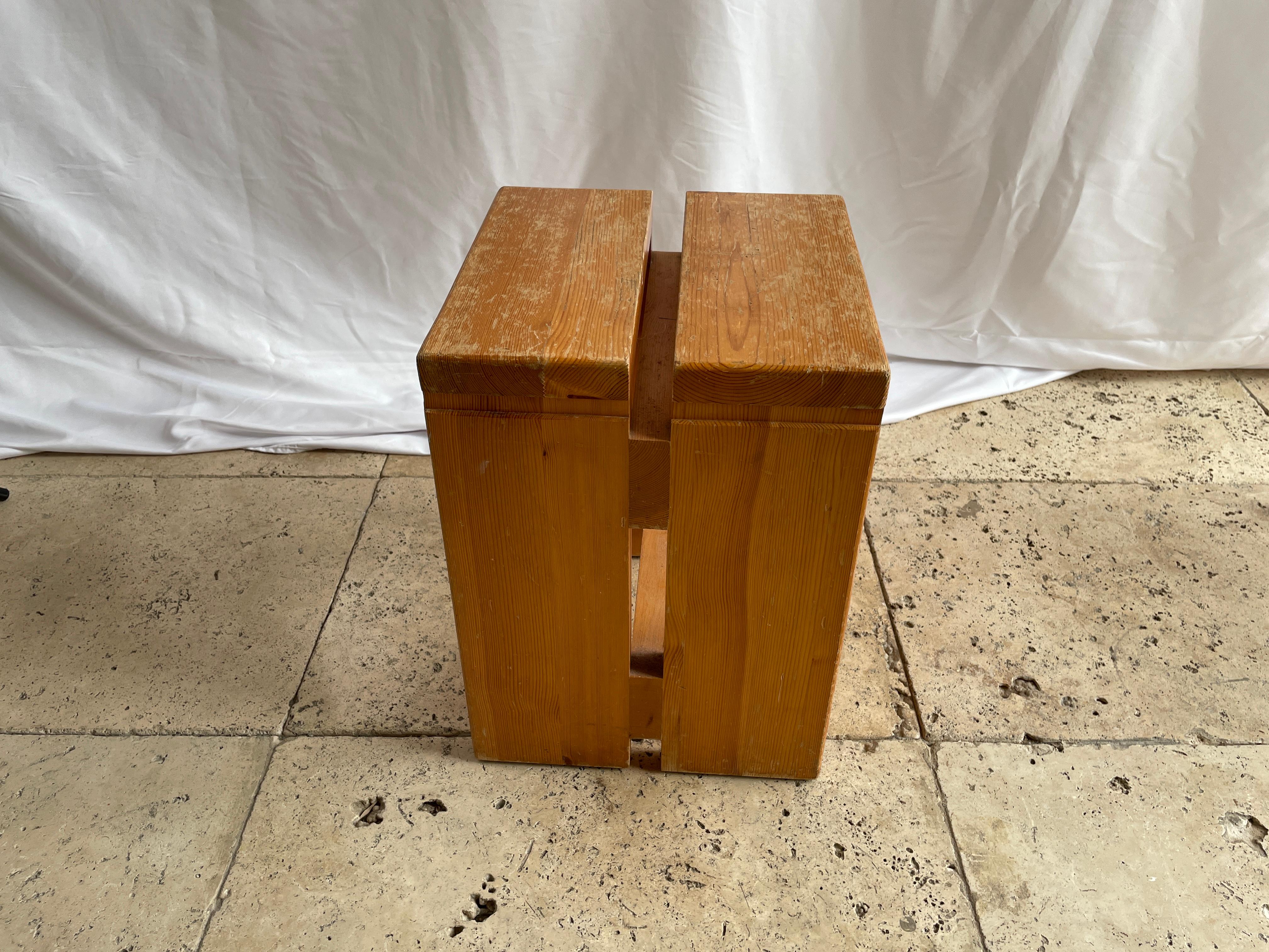 Mid-20th Century 3 Charlotte Perriand Pinewood Stool for Les Arcs 1600, circa 1960, France