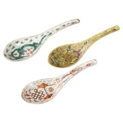 Antique 3 Chinese porcelain spoons, 19th c.