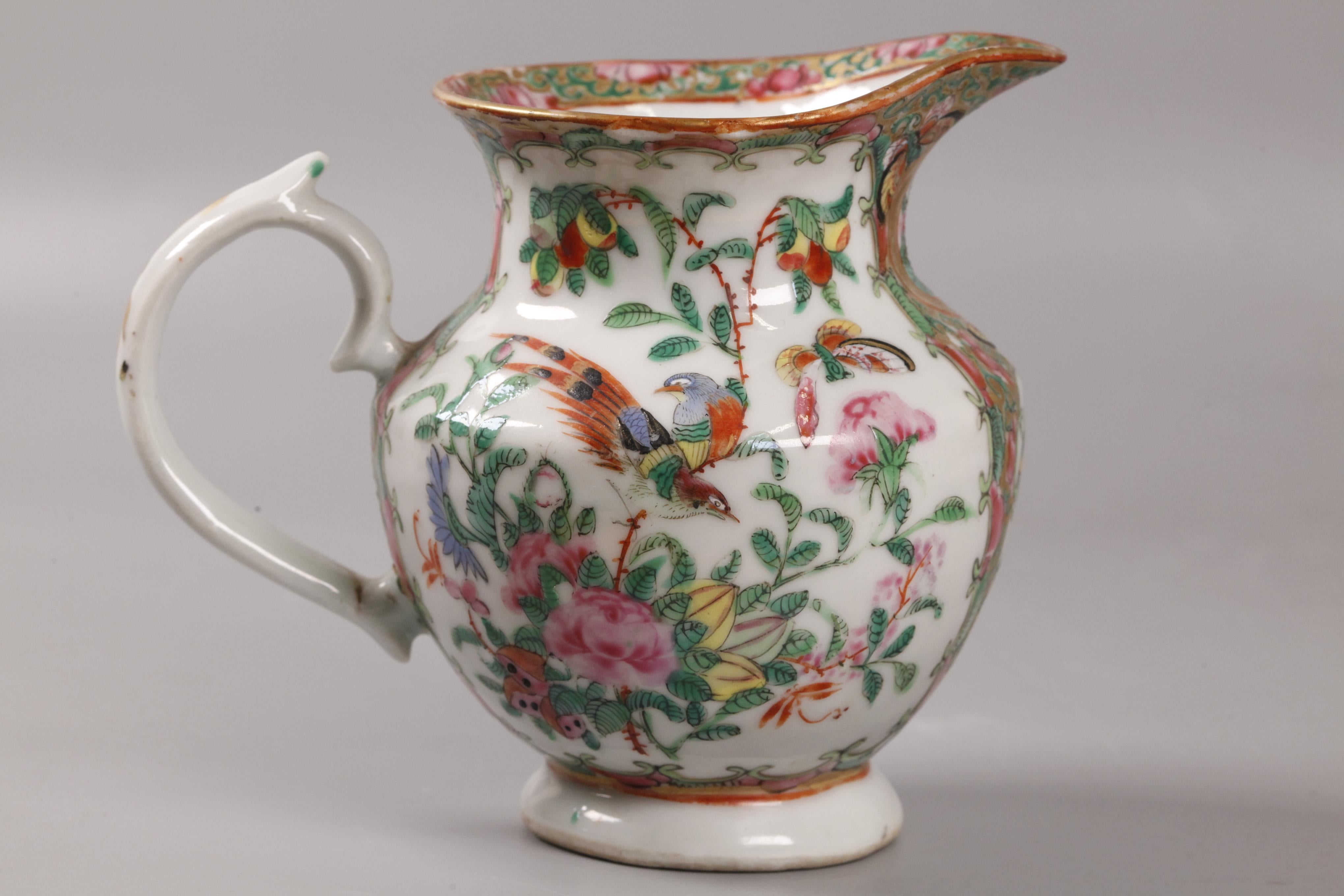 19th Century 3 Chinese rose medallion porcelain jugs, 19th c. For Sale