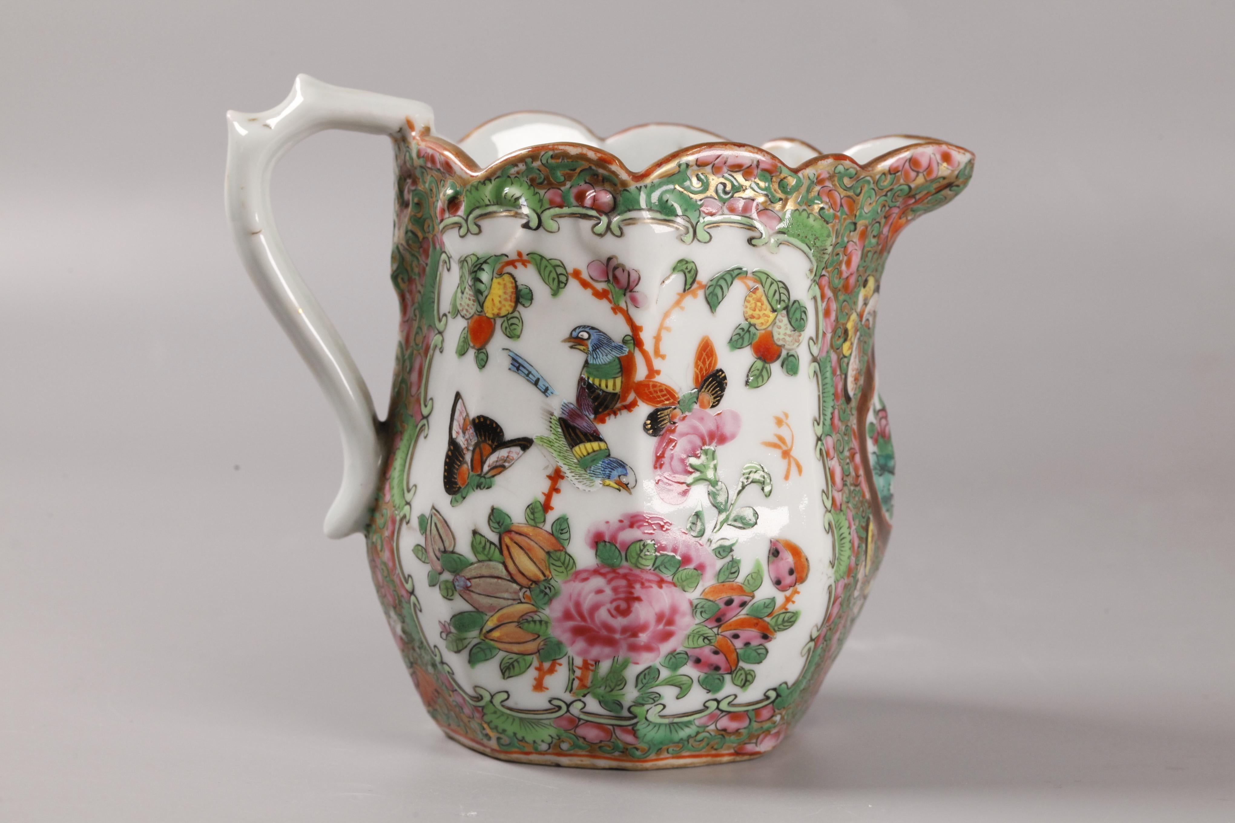 Porcelain 3 Chinese rose medallion porcelain jugs, 19th c. For Sale