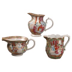 3 Chinese rose medallion porcelain jugs, 19th c.