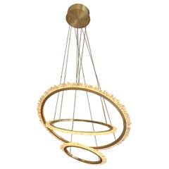 3 circles natural quartz and brass chandelier