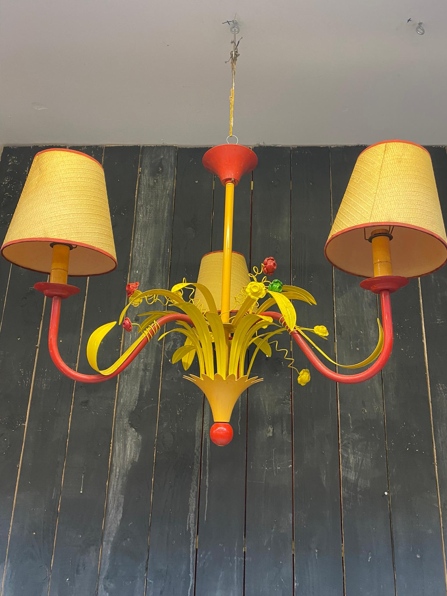 3 Circus Chandeliers in Lacquered Metal, circa 1970 For Sale 5
