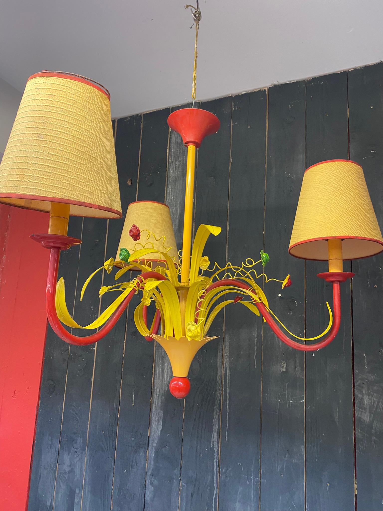 3 Circus Chandeliers in Lacquered Metal, circa 1970 For Sale 8