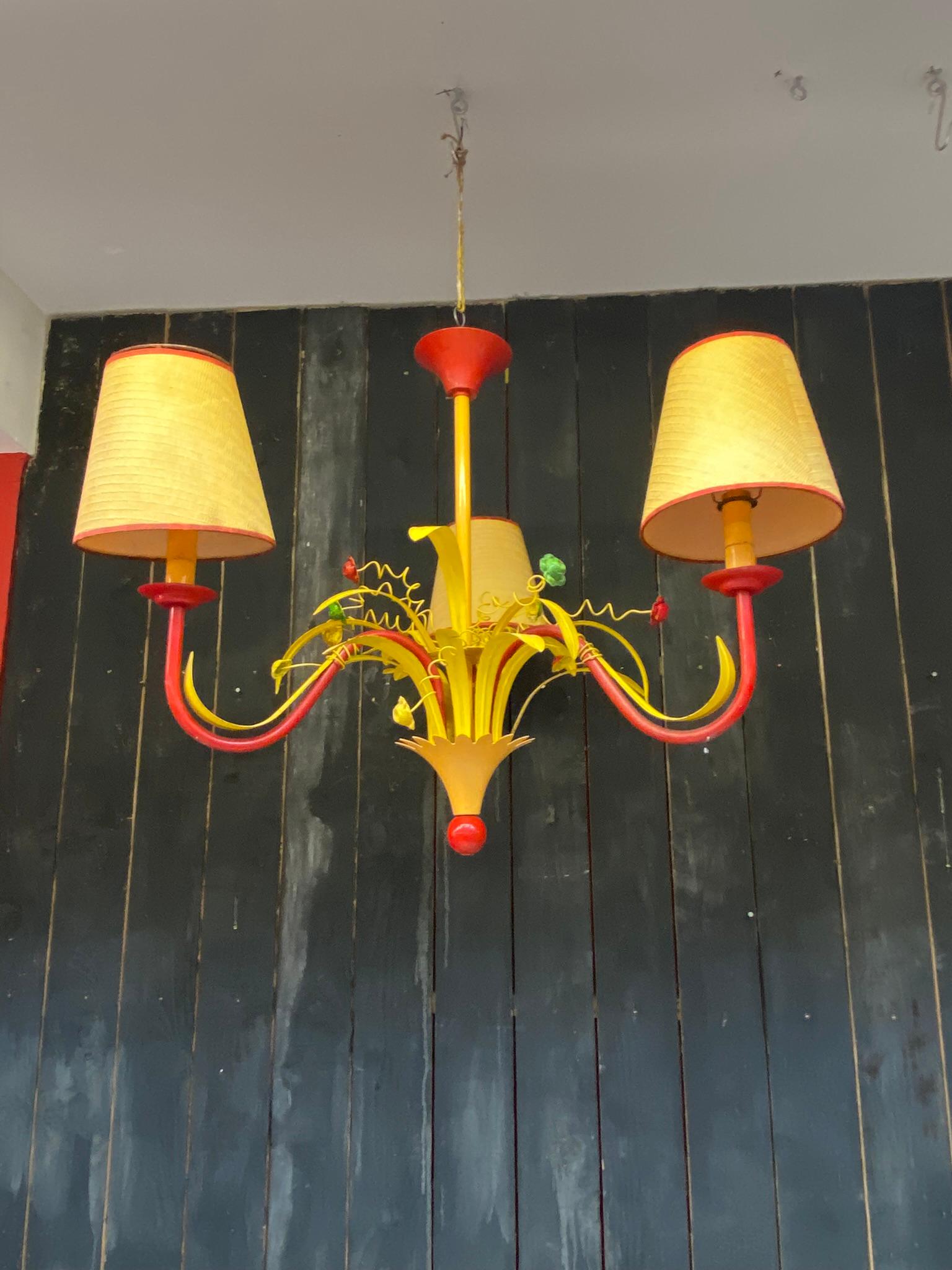 3 Circus Chandeliers in Lacquered Metal, circa 1970 For Sale 9