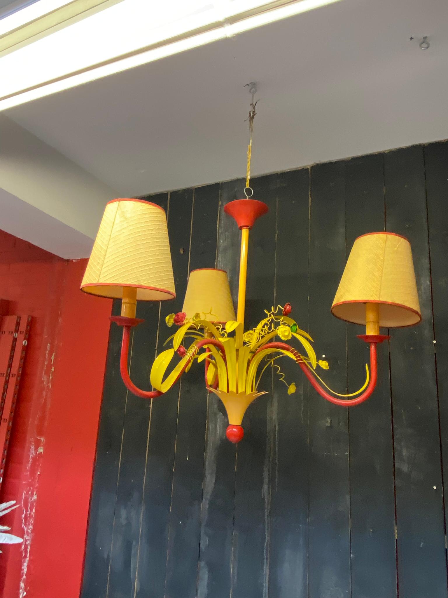3 Circus Chandeliers in Lacquered Metal, circa 1970 For Sale 11