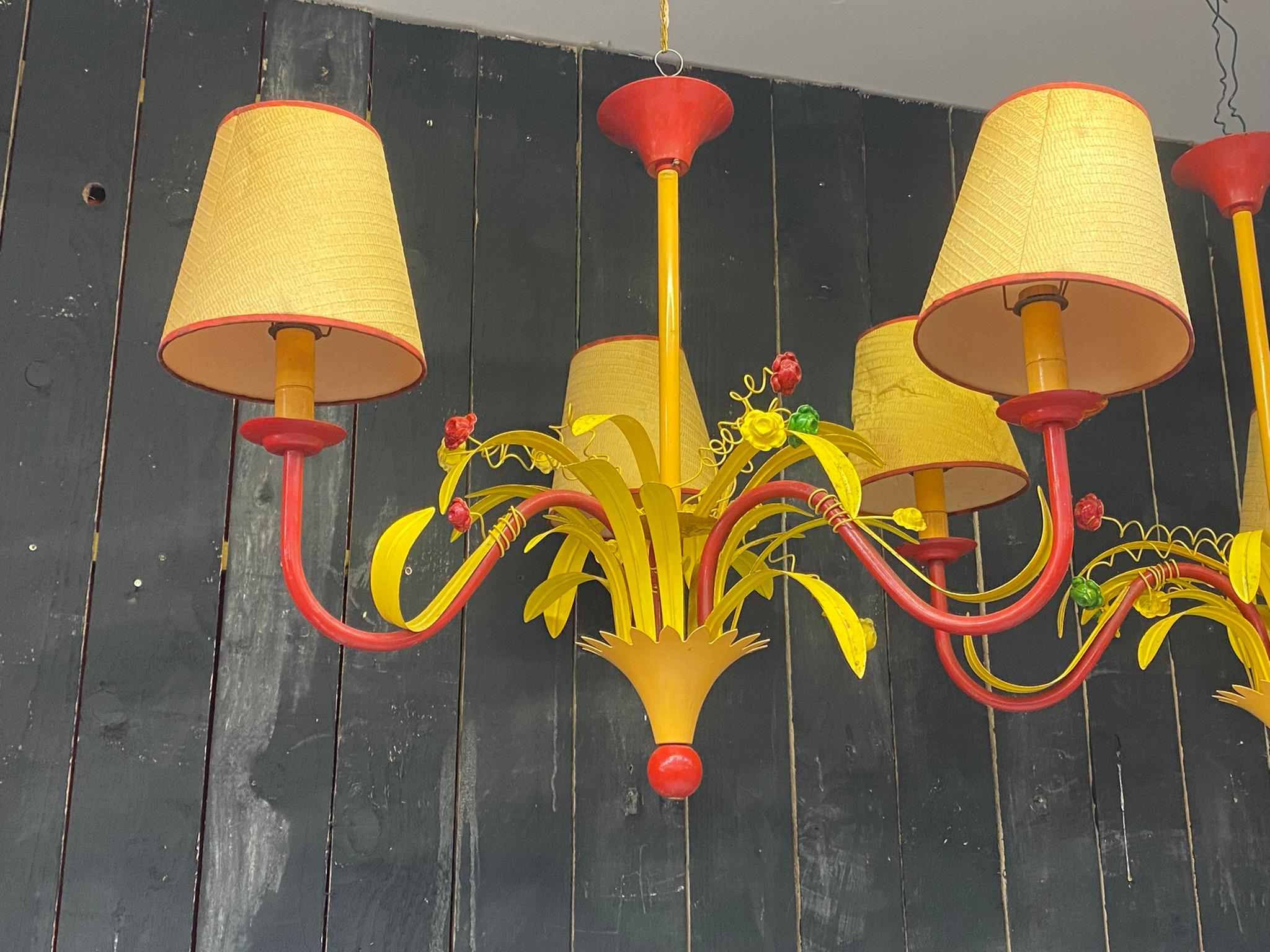 Other 3 Circus Chandeliers in Lacquered Metal, circa 1970 For Sale